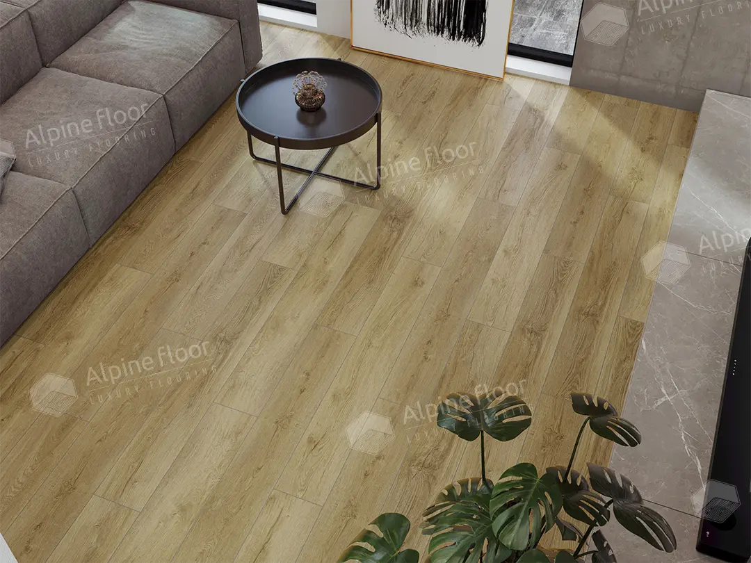 Кварцвиниловый SPC ламинат Alpine Floor Eclipse Super Matt Фраменто ECO 21-10 1220×183×4 фото в интерьере